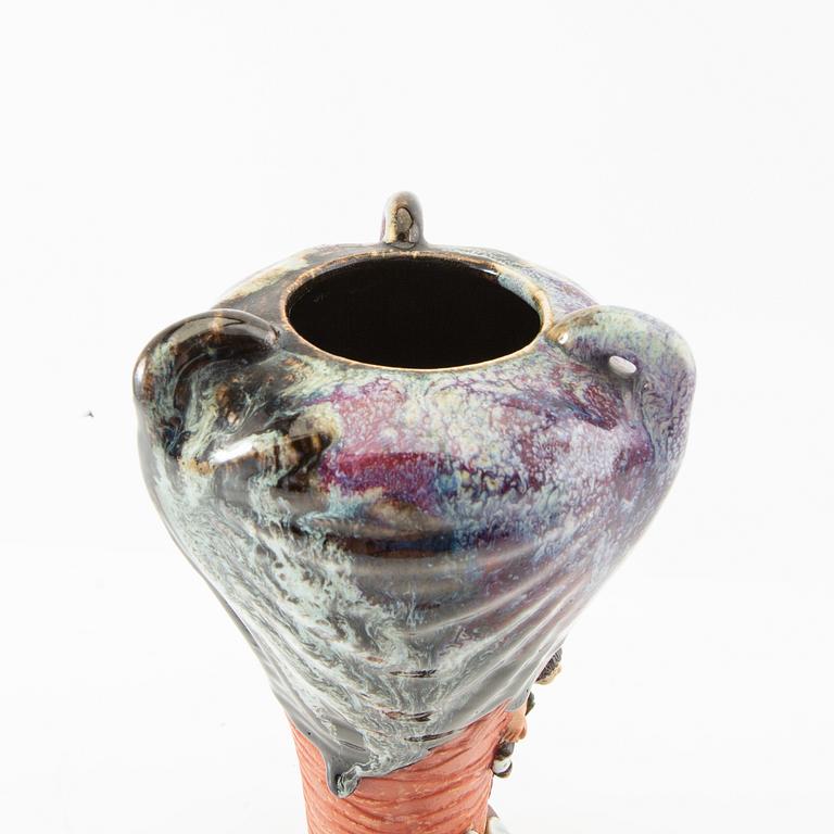 Vase "Sumida gawa ware" Japan first half of the 20th century partially glazed ceramic.