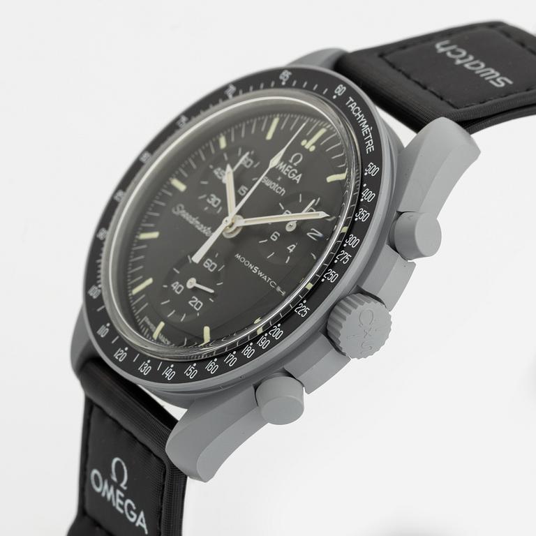 Swatch/Omega, MoonSwatch, "Mission to the Moon", chronograph, wristwatch, 42 mm.