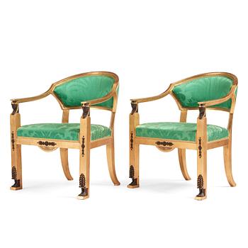 71. A pair of late Gustavian armchairs, Stockholm, around 1800.