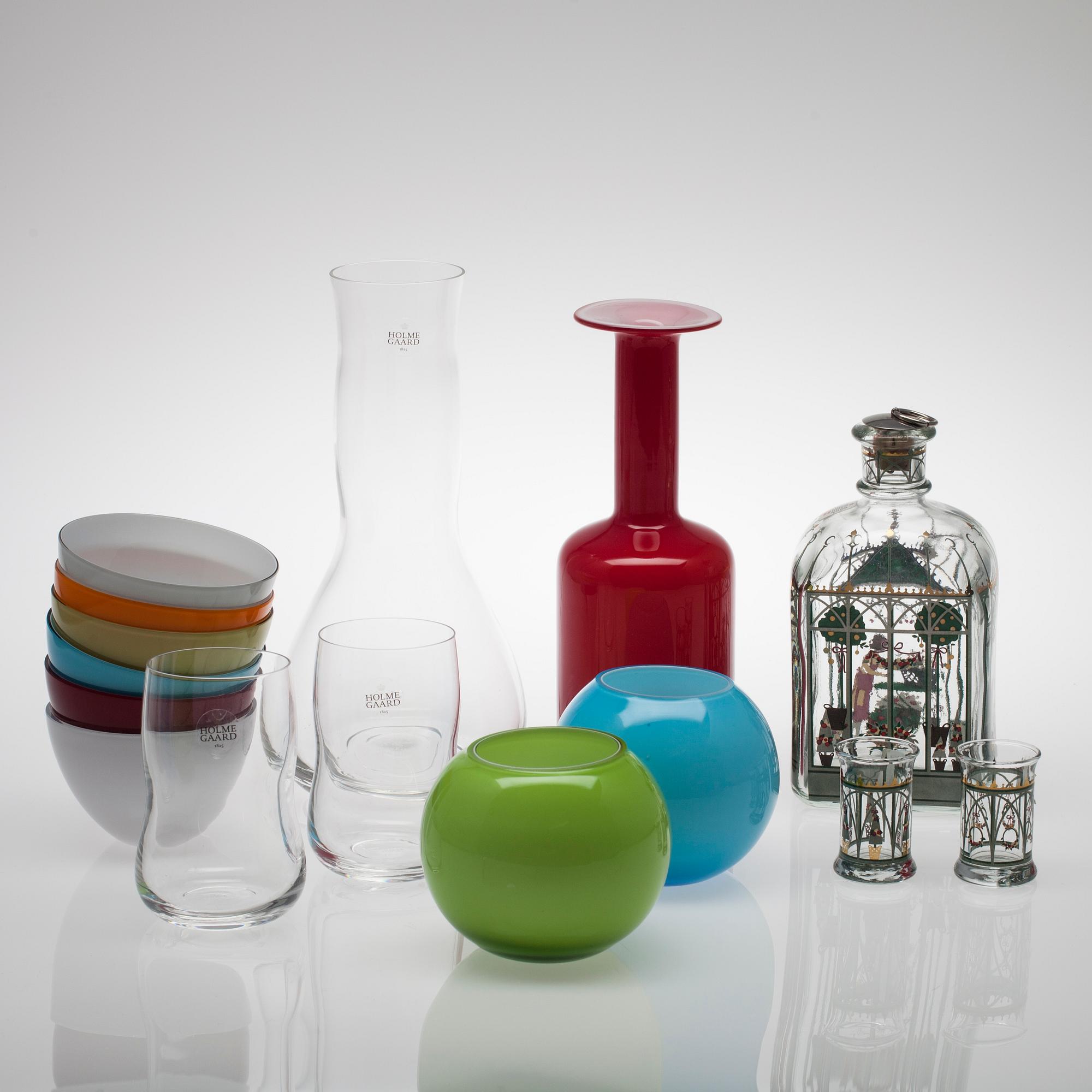 PARTI GLAS, 13 delar, Holmegaard, Danmark.