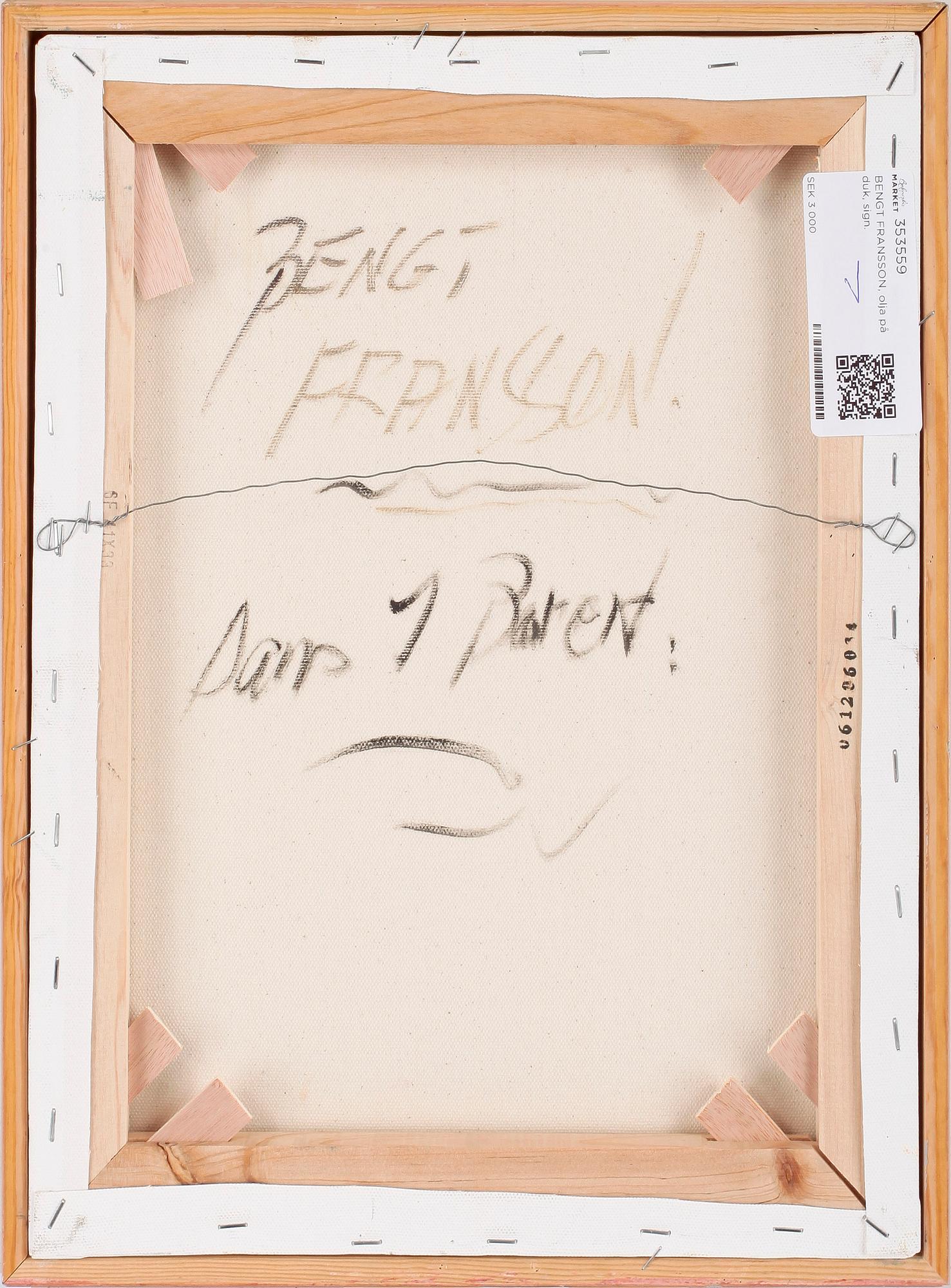 BENGT FRANSSON, olja på duk, sign.