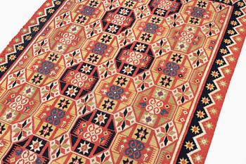 A double-interlocked tapestry bed cover, c. 188 x 116 cm, Scania, Färs, Gärds or Villands district, around 1800-1830.