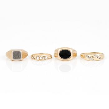 RINGAR, 4 st, mestadels, Sverige, 1900-talets andra hälft, 18K guld.