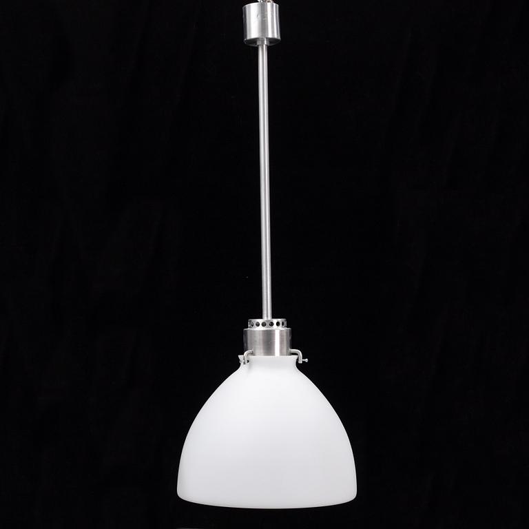 A late 20th century glass and metal ceiling lamp.