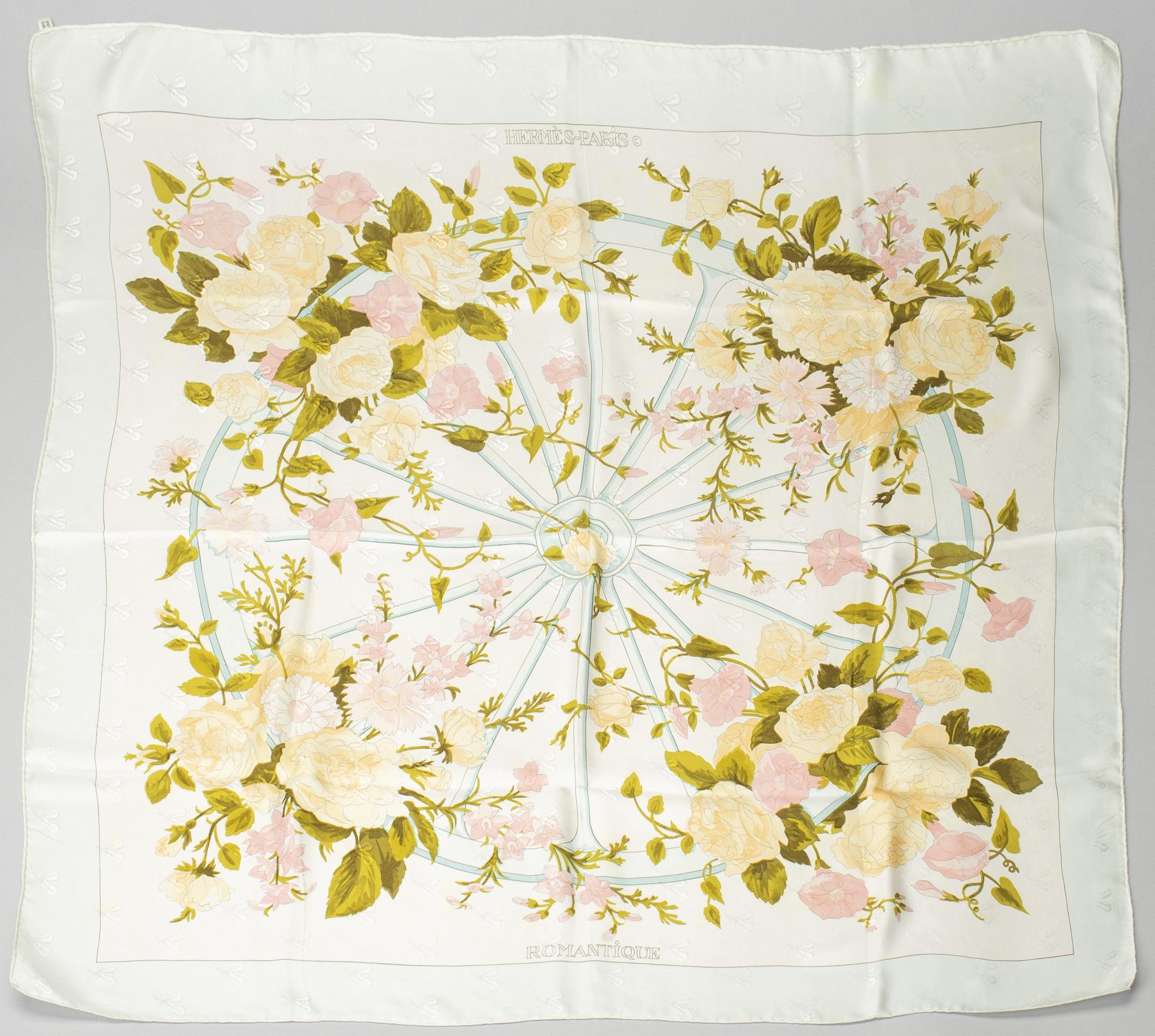 Hermès, a 'Romantique' silk scarf.