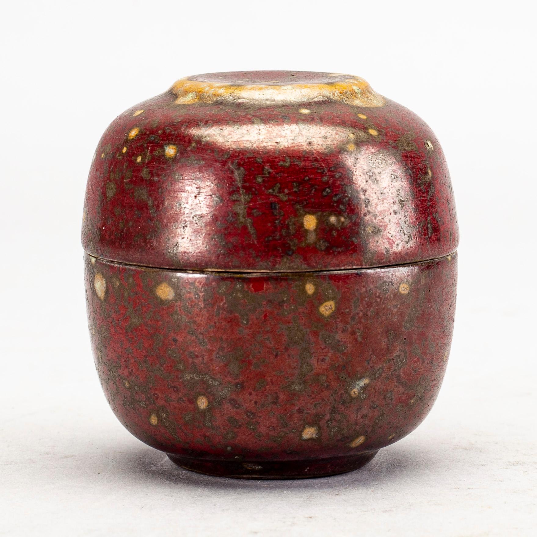 An fyance jar with lid by Hans Hedberg, Biot, France.