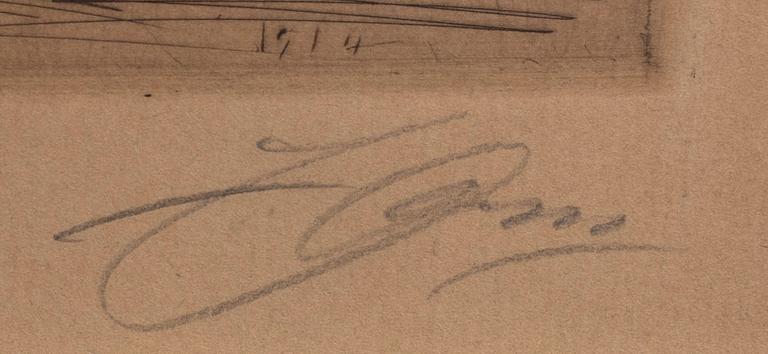 Anders Zorn, etsning, 1913-14, signerad.