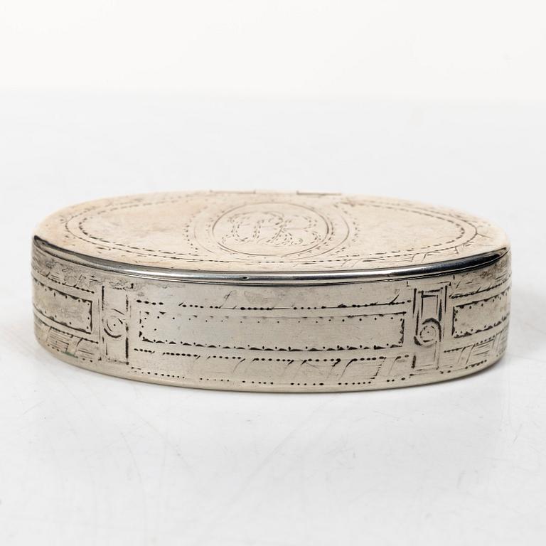 Box, silver, Erik Sorssell, Stockholm 1794.