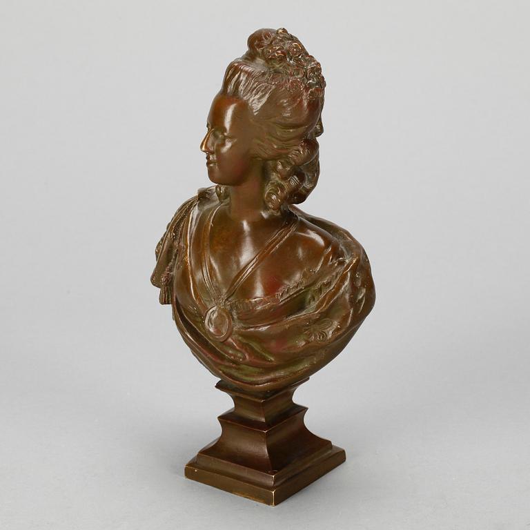 SKULPTUR, av Marie Antoinette, brons, Jean-Antoine Houdon, efter Félix Lecomte, omkring 1900.