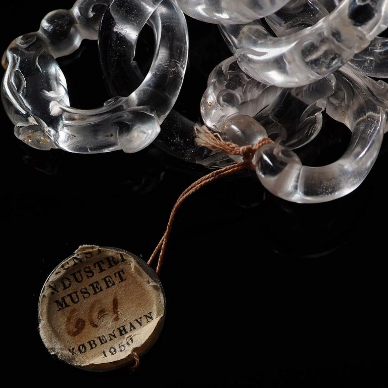 A rock crystal chain link, Qing dynasty (1644-1912).