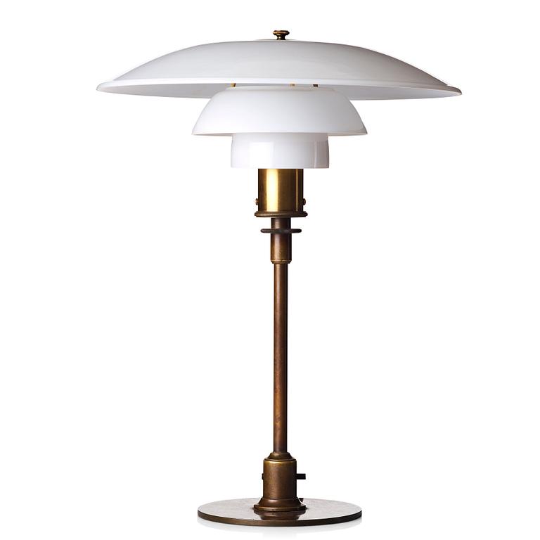 Poul Henningsen, a patinated brass PH 4/3 table lamp, Louis Poulsen Denmark.