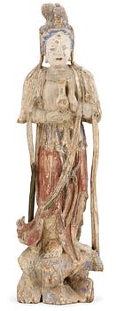 1507. A wooden sculpture of Guanyin, Ming dynasty (1368-1644).