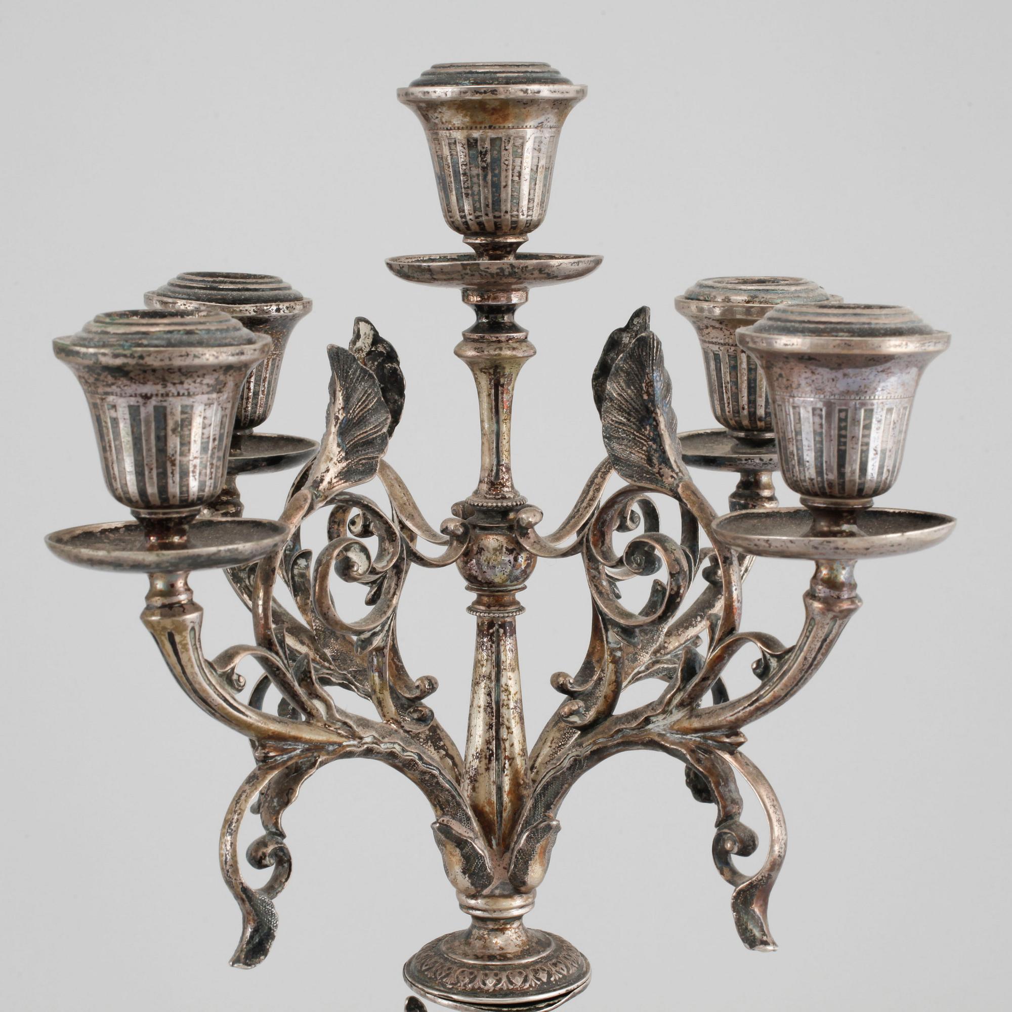 GUSTAF MÖLLENBORG, kandelabrar, ett par, silver, Stockholm, 1875.