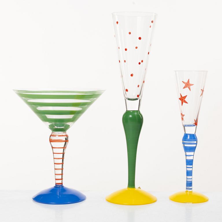 Anne Nilsson, Eight 'Clown' glasses, Orrefors.