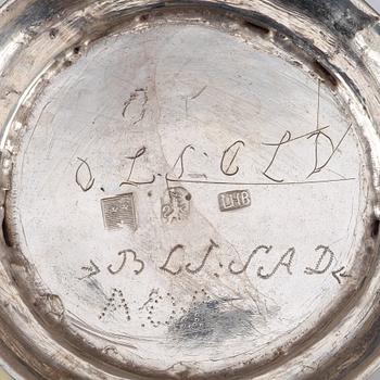 A Swedish 18th century parcel-gilt beaker, makers mark of Lars Haeggberg, Kalmar (1743-1760).