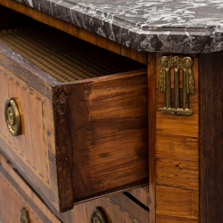 A late 18th century Louis XVI chest of drawers.