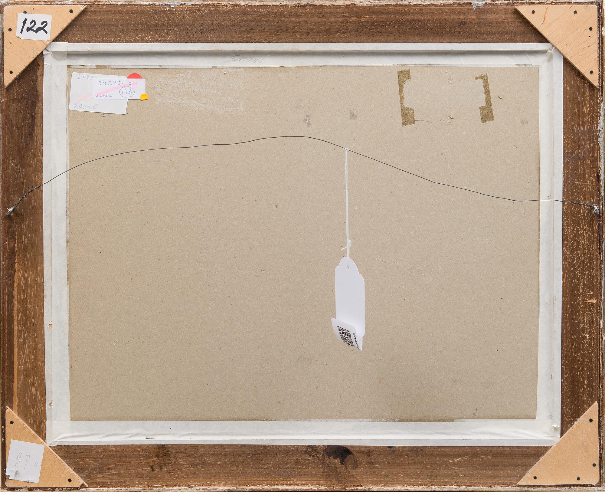 ERNST KROHN, öljy kankaalle, kiinnitetty levylle.