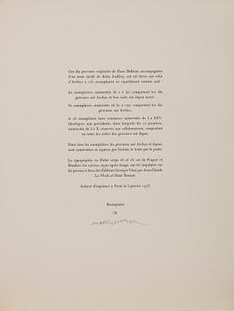 HANS BELLMER, "Les anagrammes du corps". 10 etchings, 1973, each signed in pencil and numbered 72/100.
