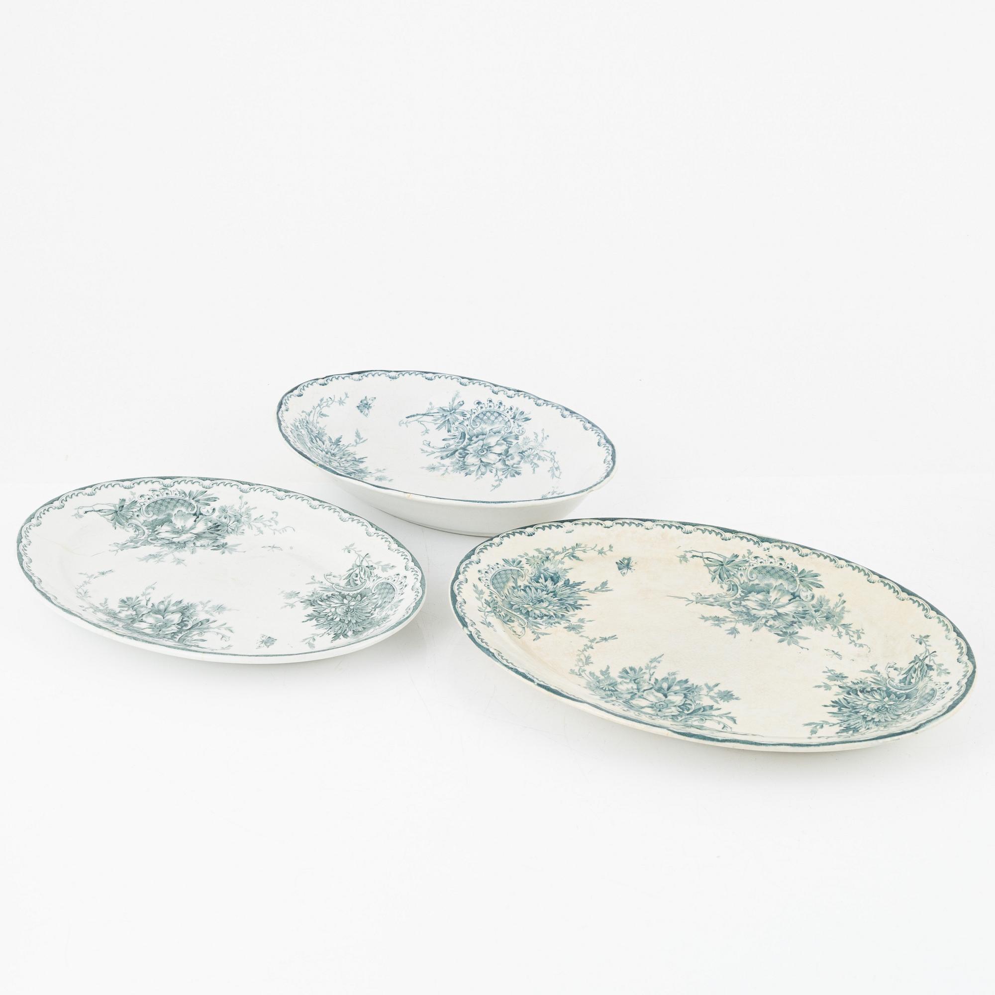 Matservis, 88 delar, flintgods, "Grön Anna", Rörstrand, varierande åldrar.