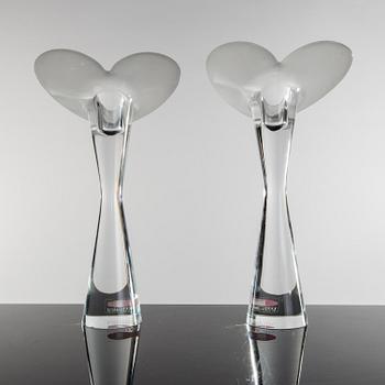 Timo Sarpaneva, candlesticks, a pair of glass, Iittala, 1999.