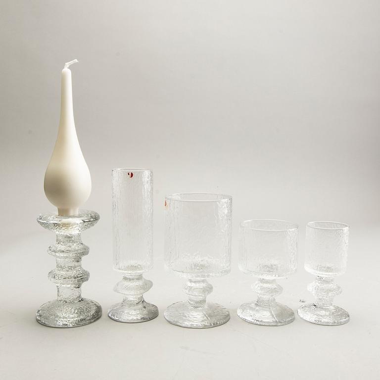 Timo Sarpaneva, Iittala, glass, 24 pcs, "Senator", 2 candlesticks, "Festivo".