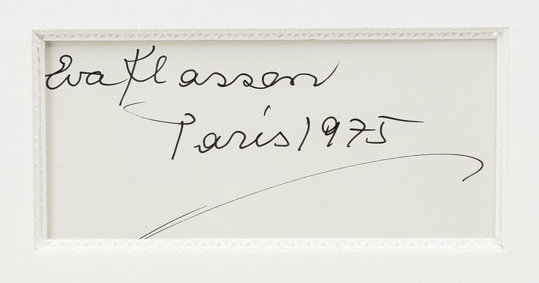 Eva Klasson, Självporträtt. Ur "Le Troisième Angle", 1975-1976.