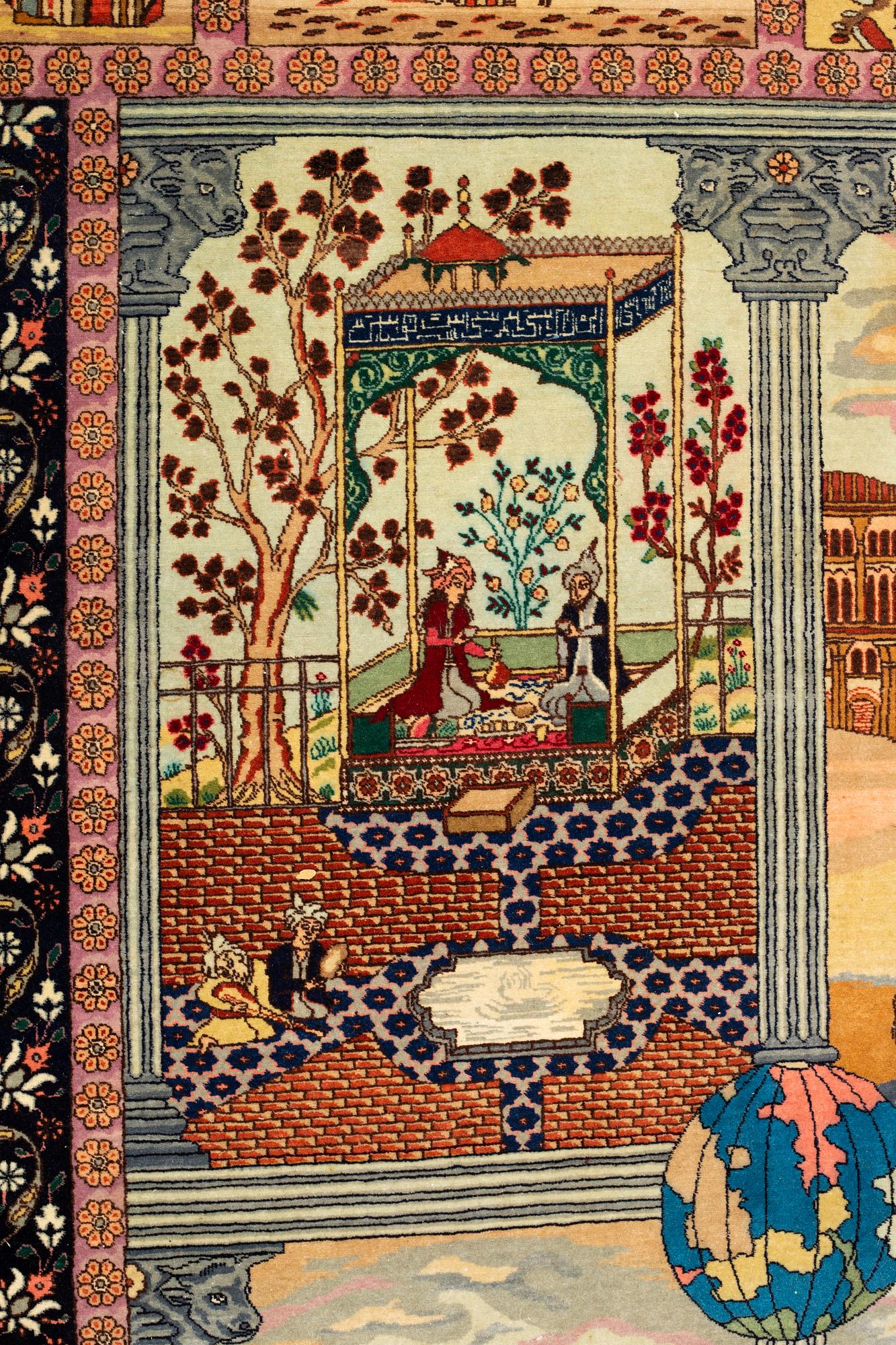 Matto, semi-antique Tabriz, "The four seasons", ca 261 x 175 cm.