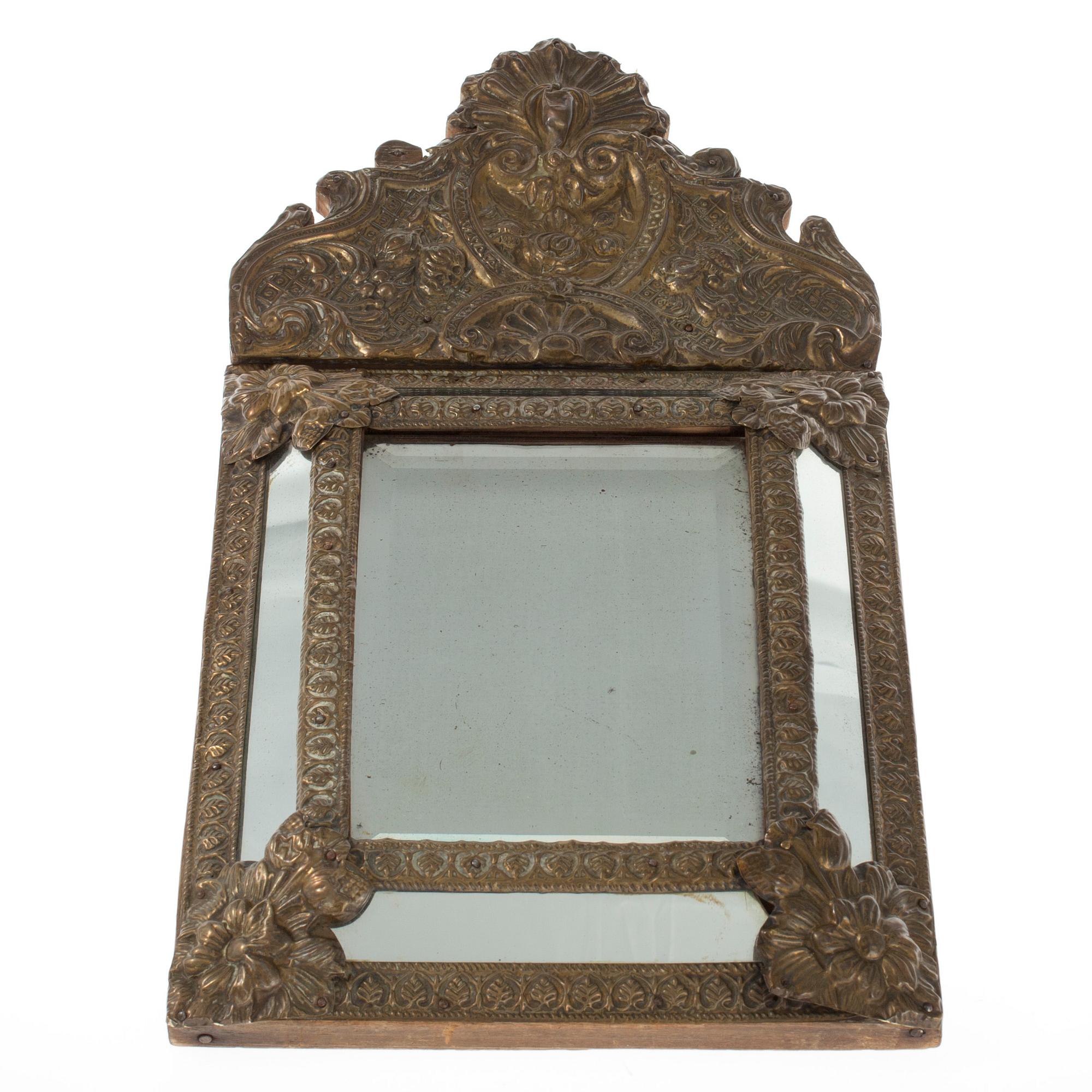 SPEGEL, barockstil, mässingsplåt, ca 1900.