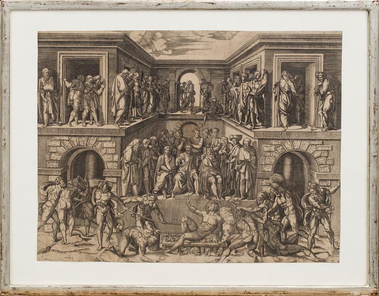 GIULIO SANUTO, verksam omkring 1540-1580, kopparstick, efter Baccio Bandinelli och Marcantonio Raimondi.