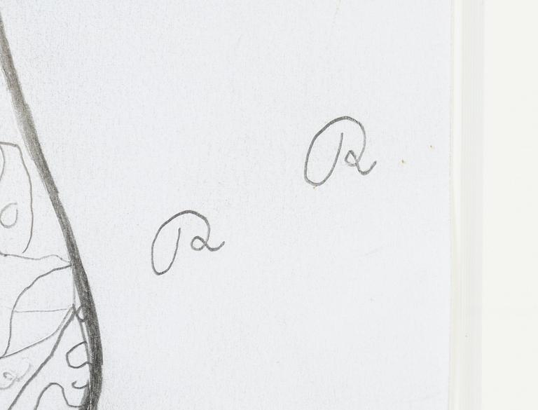 Roger Risberg, pencil on paper, signed RR.