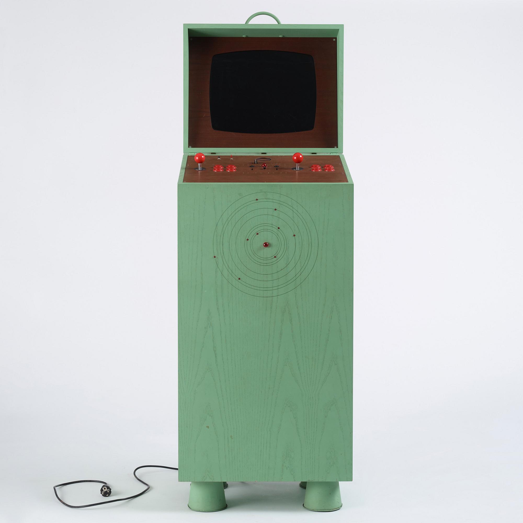 Love Hultén, arkadspel, "Pixelkabinett 42", förlagan till upplagan av 50 ex, utförd i egen studio 2015.