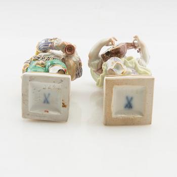 Meissen figurines 2 pcs, 19th/20th century porcelain.