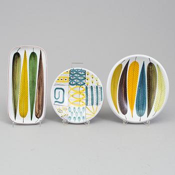 STIG LINDBERG, skålar och fat, 5 st, fajans, Gustavsberg studio 1950-tal.