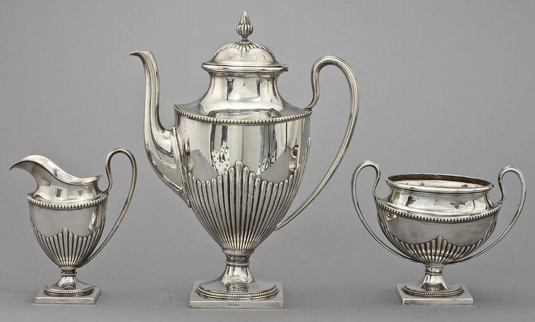 KAFFESERVIS, 3 delar, nysilver, GAB, 1900-tal.