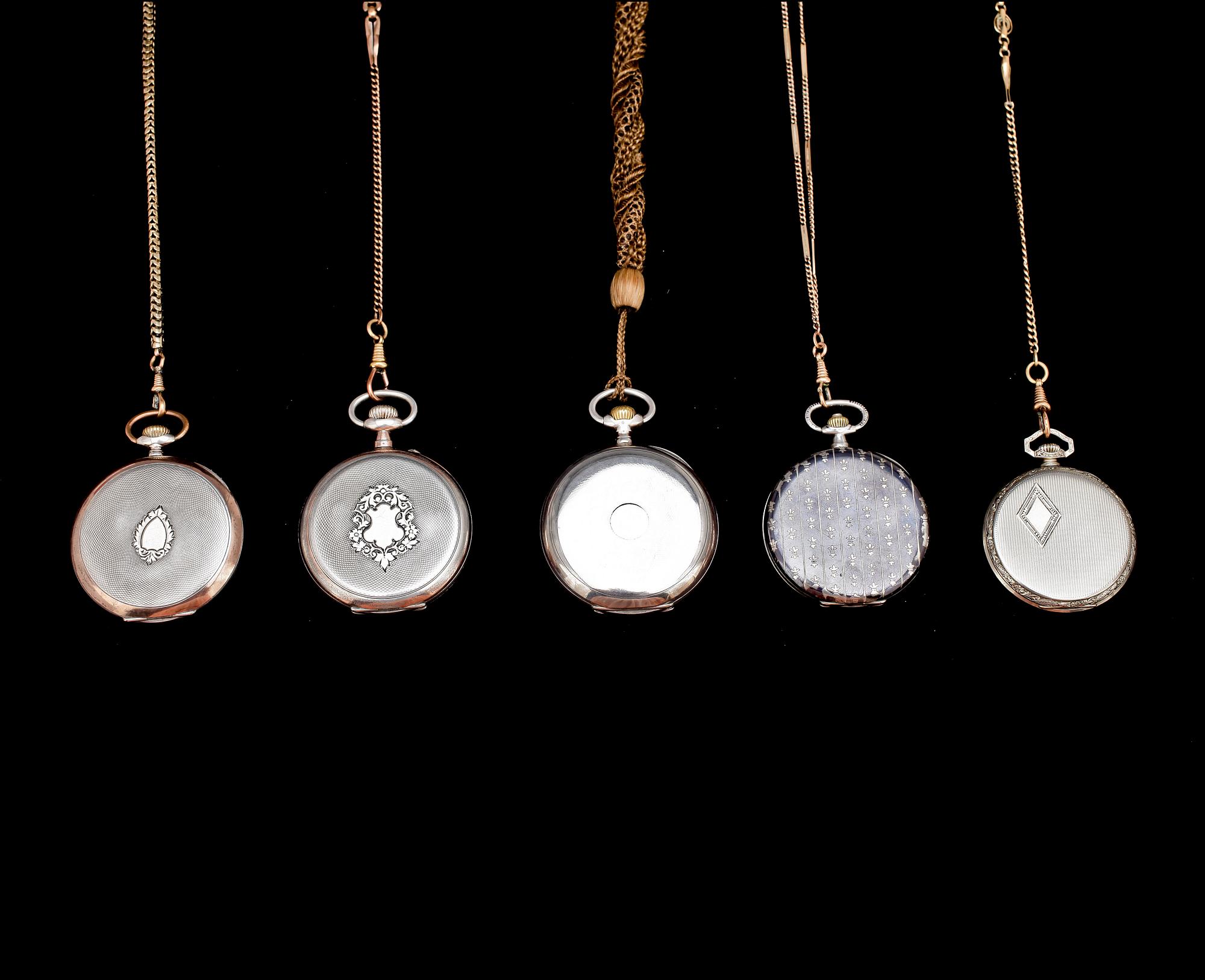 FICKUR, 5st, varav 4 silver, bla Omega, omkring 1900.