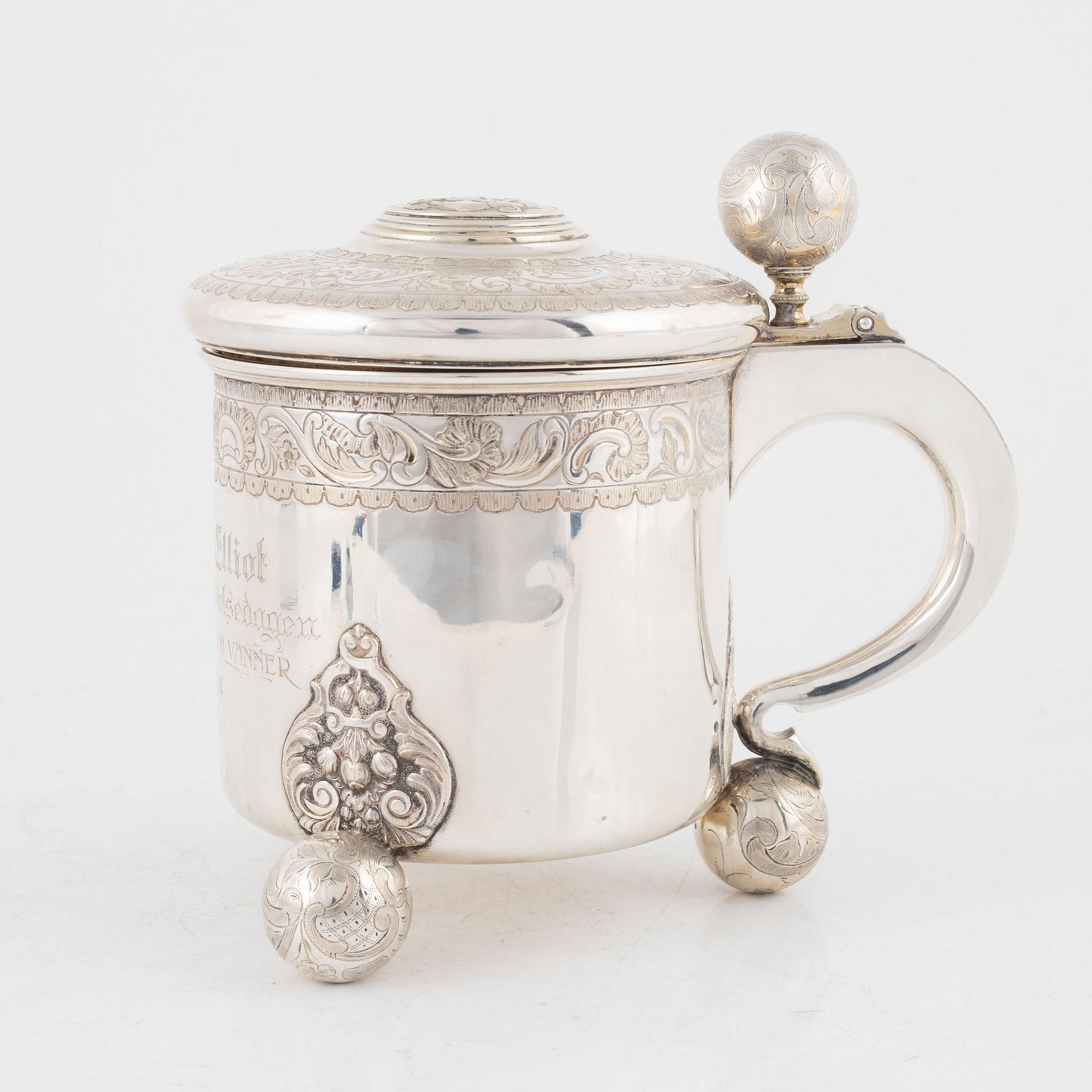 Dryckeskanna, barockstil, CG Hallberg, Stockholm 1904.