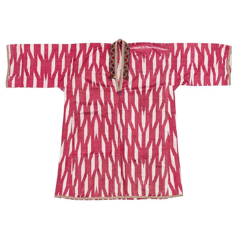 A silk and cotton Chapan, Ikat silk and cotton, Centralasien, 1880s.
