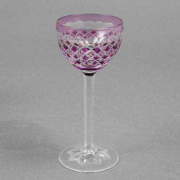 Eleven wine glasses, Bohemian style, 20th Century.