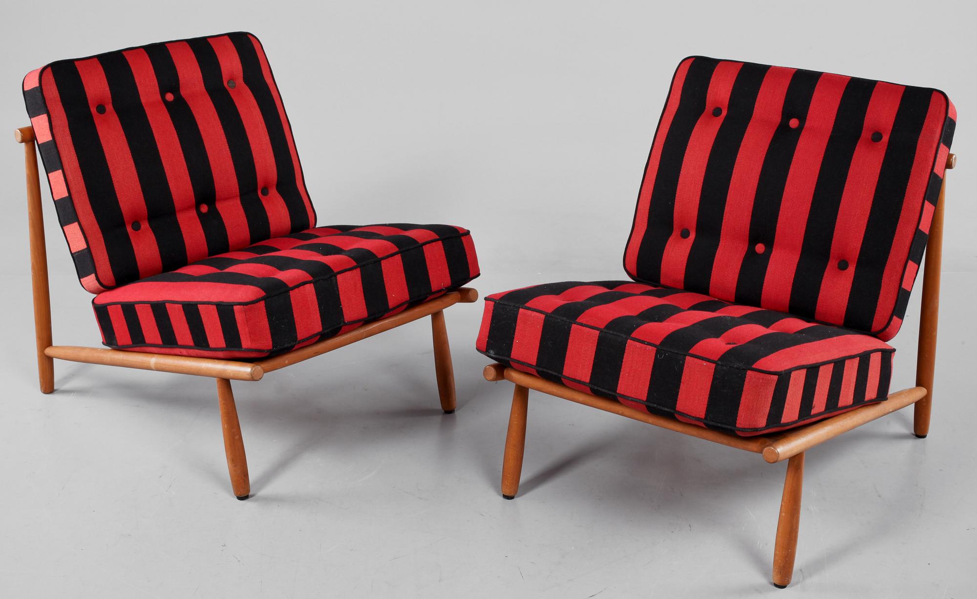 FÅTÖLJER, ett par, Alf Svensson, Dux, 1950-tal.