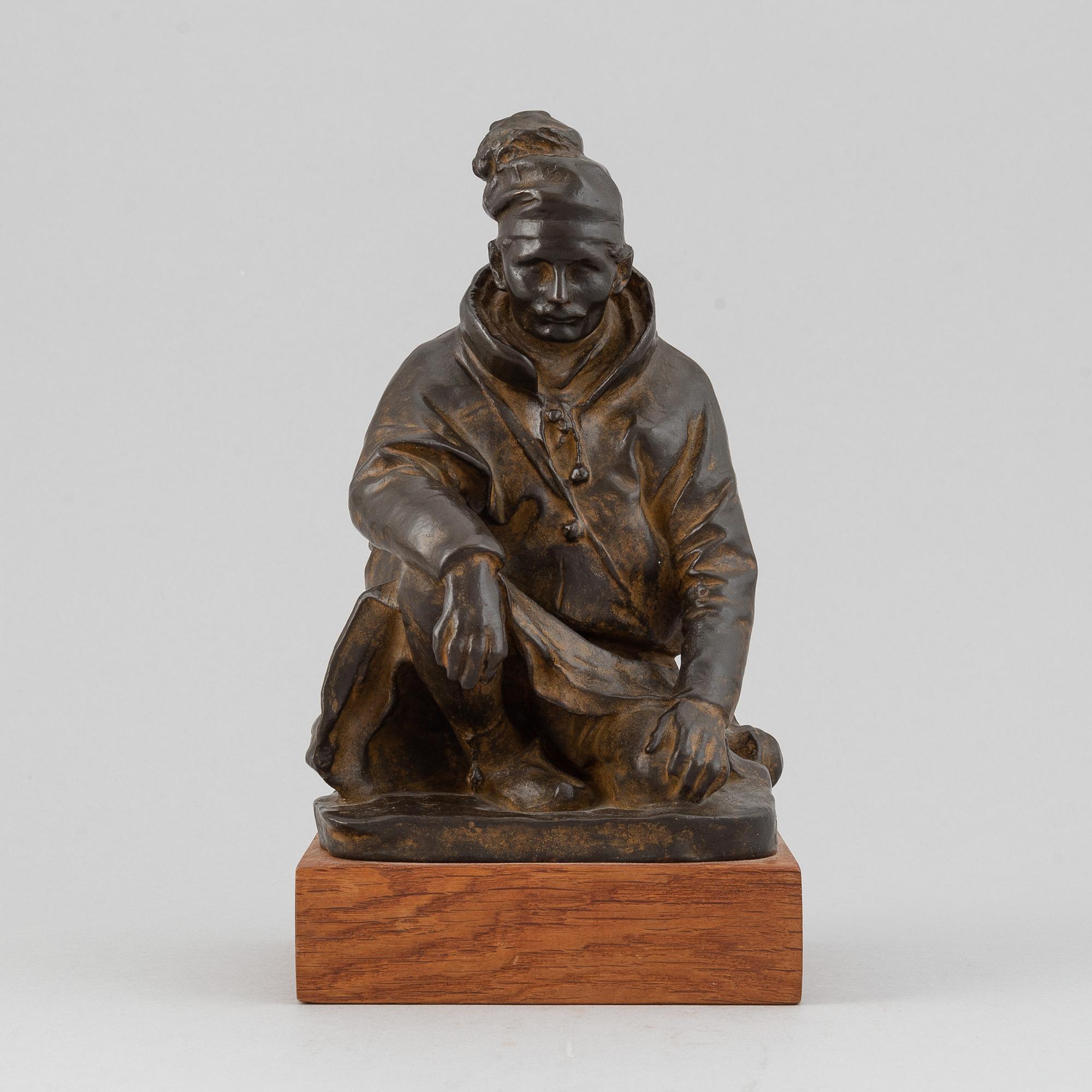 Christian Eriksson, skulptur, brons, signerad Chr. Eriksson och daterad Kiirunavaara 1909.