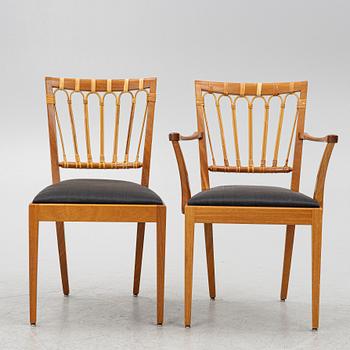 Josef Frank, a set of 8+2 dining chairs, model 1165, Svenskt Tenn, ca 1987.