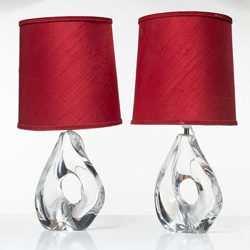 Daum, a pair of glass table lamps, Nancy, France, second half of the 20th century.