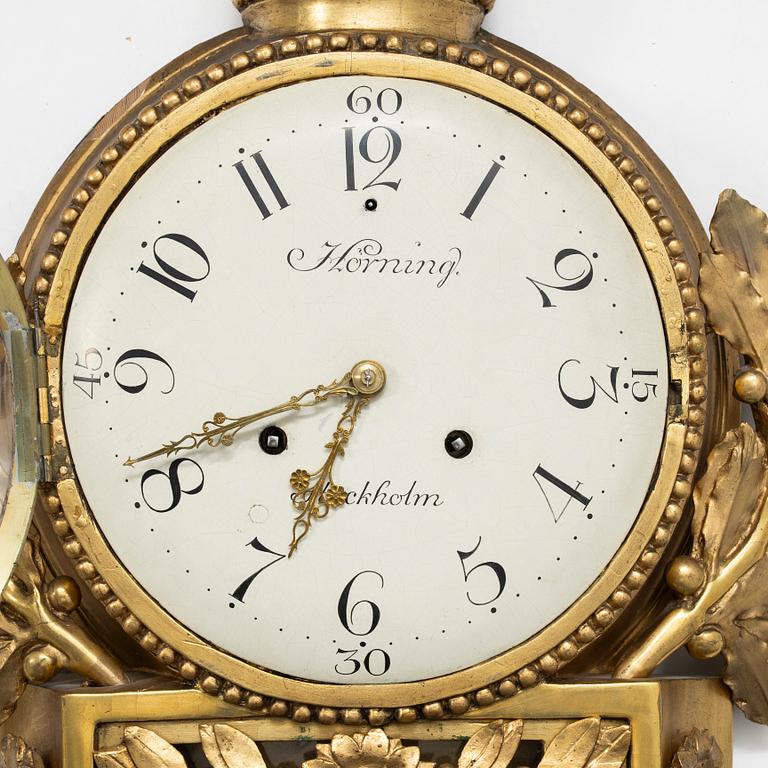 Väggpendyl, sengustaviansk, Sven Peter Hörning (1750-1808, urmakare i Stockholm, övertog Petter Ernsts urfabrik 1785).