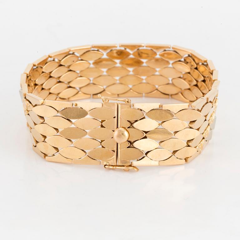 ARMBAND, guld och vitguld 18K, 16 mm brett platt, 33 gram.