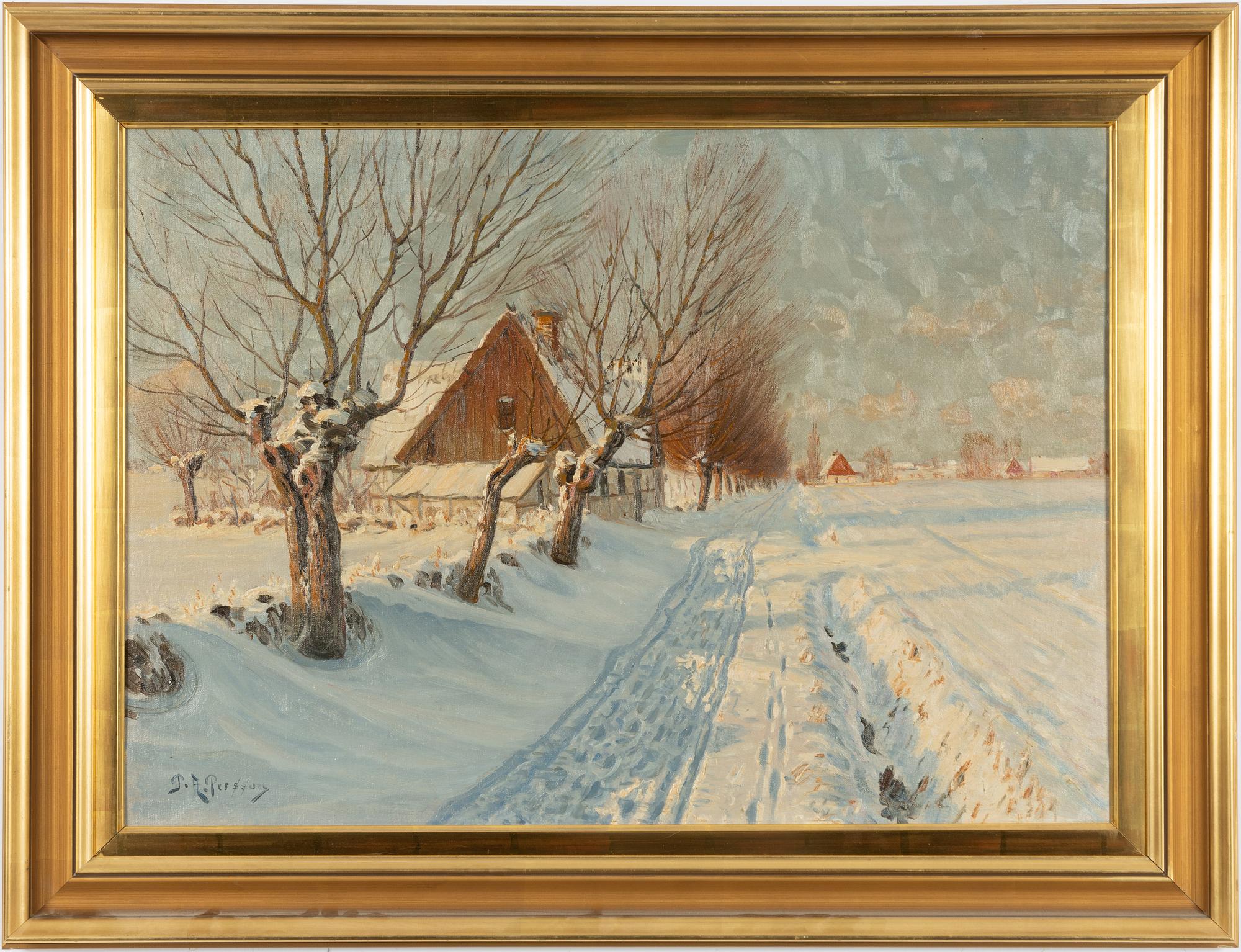Peter Adolf Persson, Sunlit Winter Landscape, Skåne.