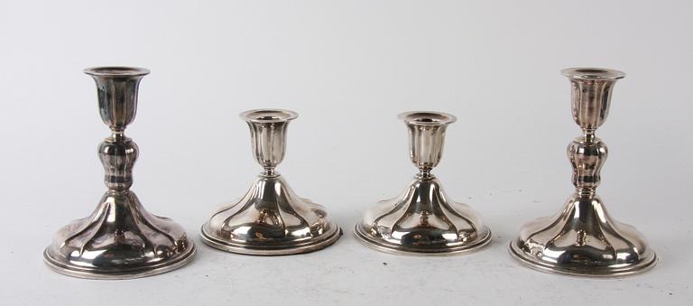 LJUSSTAKAR, två par, silver, rokokostil, Norge.