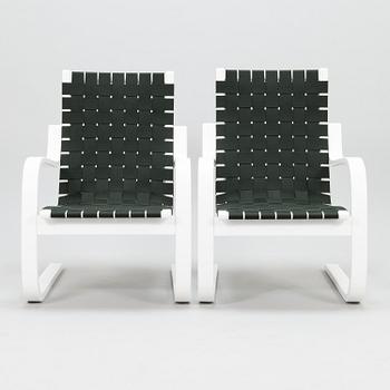 ALVAR AALTO, a pair of late 20th century '406' armchairs for Artek.