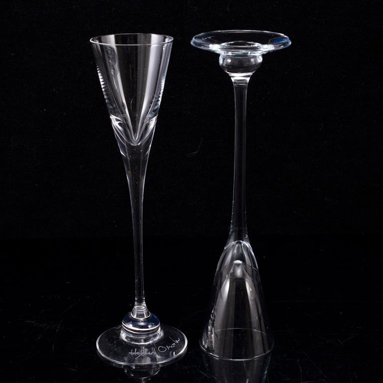 6 glasses, "Aurora", signed Heikki Orvola, Finn Crystal, Arabia Finland and Nuutajärvi.