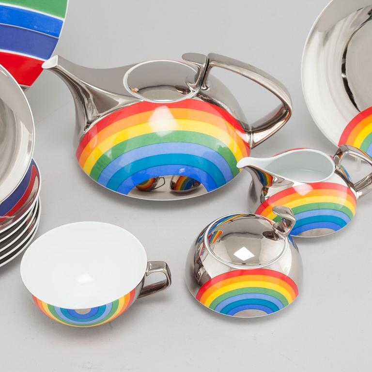 14 pieces of "TAC/Regenbogen" porcelain table ware & 1 dish, by Walter Gropius & Otto Piene, Rosenthal, limited editions.