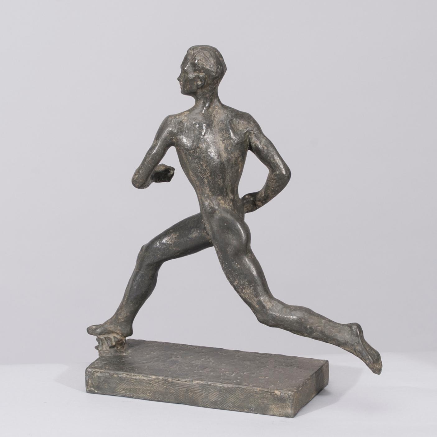 WÄINÖ AALTONEN, skulptur, "Paavo Nurmi", metallegering, 1950-tal.